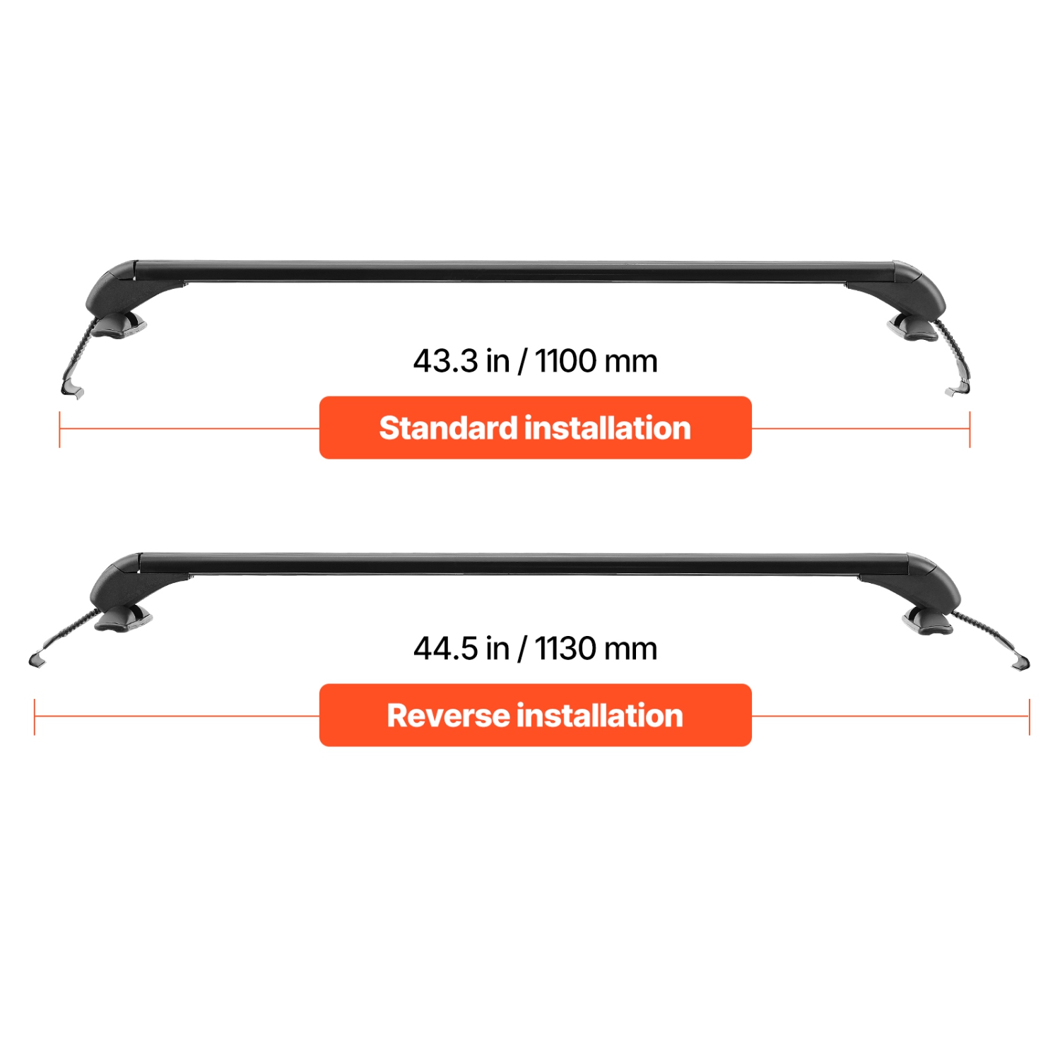 VEVOR 165lbs Capacity Roof Rack Cross Bars, Fit for Naked Roofs Without Raised Rails/Flush Rail/Black Moldings, Lockable Aluminum Crossbar Racks Roof