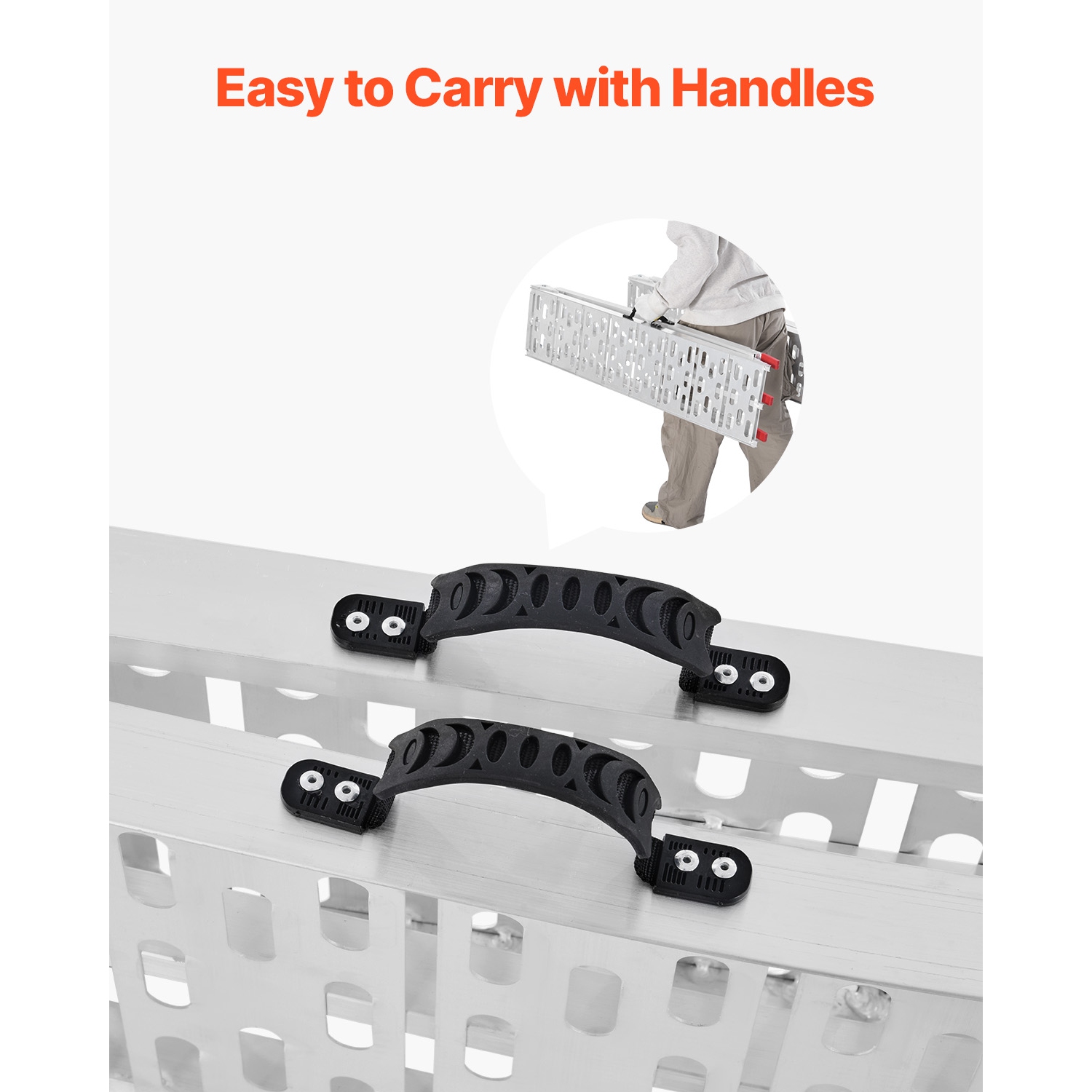 VEVOR 1500 lbs Aluminum Ramps, 2Pcs Heavy-duty Ramps with Wider Ramp Surface, Universal Stable Loading Ramp with Handles, Fit for ATV, UTV,