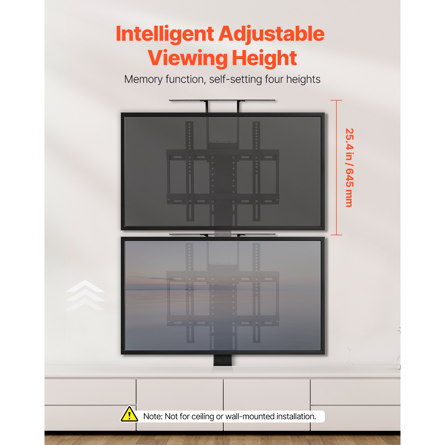 VEVOR 132lbs max Load Motorized TV Lift Stand, Adjustable Stand, Vertical Electric TV Bracket w/ Remote Control, for 32-55 in / 32 - 50 in (in