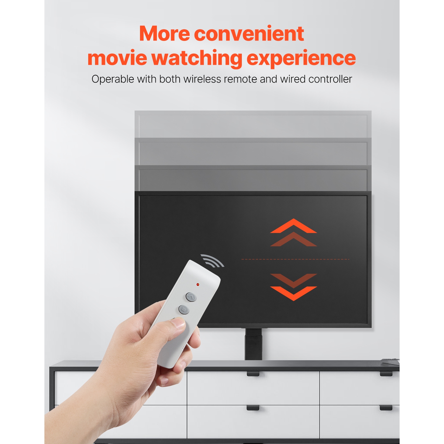 VEVOR 132lbs max Load Motorized TV Lift Stand, Adjustable Stand, Vertical Electric TV Bracket w/ Remote Control, for 32-55 in / 32 - 50 in (in