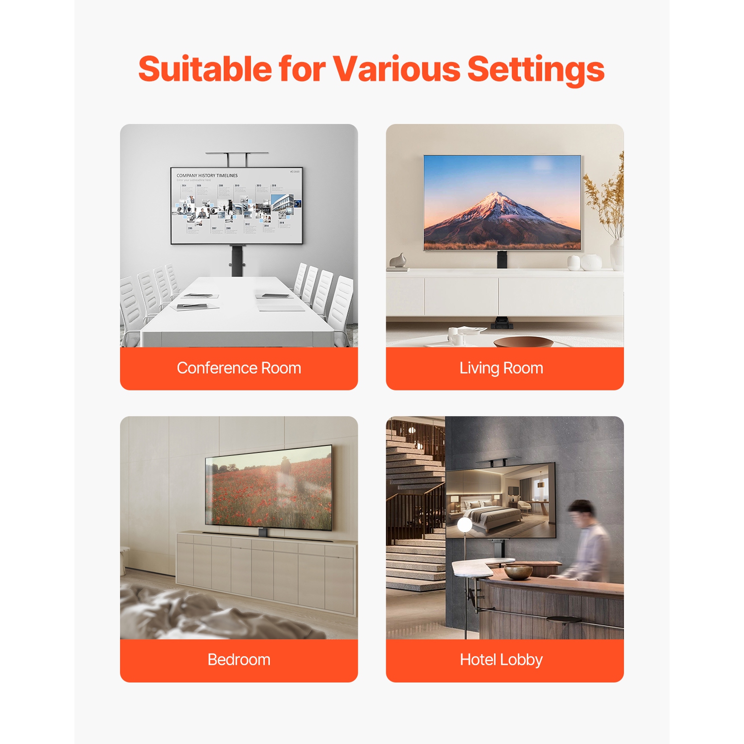 VEVOR 132lbs max Load Motorized TV Lift Stand, Adjustable Stand, Vertical Electric TV Bracket w/ Remote Control, for 32-55 in / 32 - 50 in (in