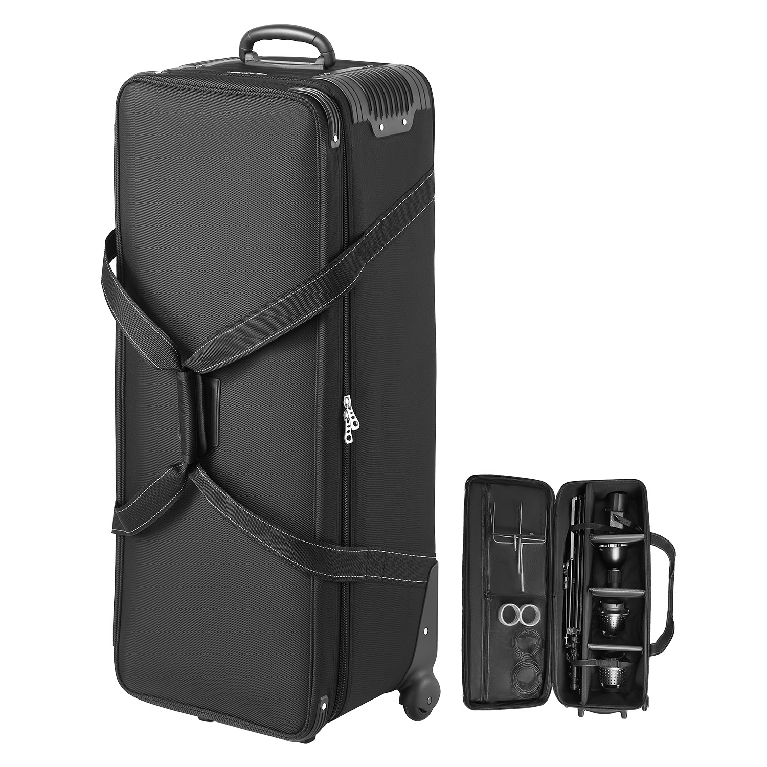 VEVOR 39.37 x 14.96 x 12.60 in Studio Equipment Trolley Case, Rolling Camera Bag, Carrying Bag with Wheels Straps Padded Compartment Handle, for