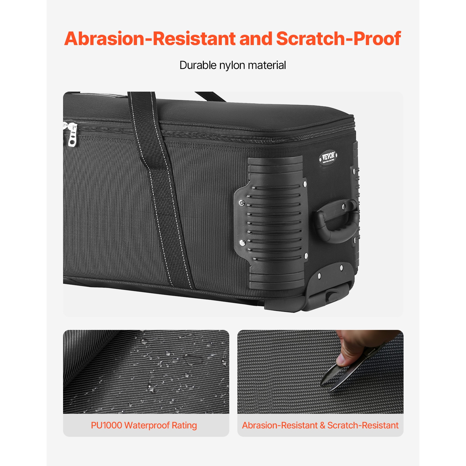 VEVOR 35.83 x 11.81 x 14 in Studio Equipment Trolley Case, Rolling Camera Bag, Carrying Bag with Wheels Straps Padded Compartment Handle, for Light