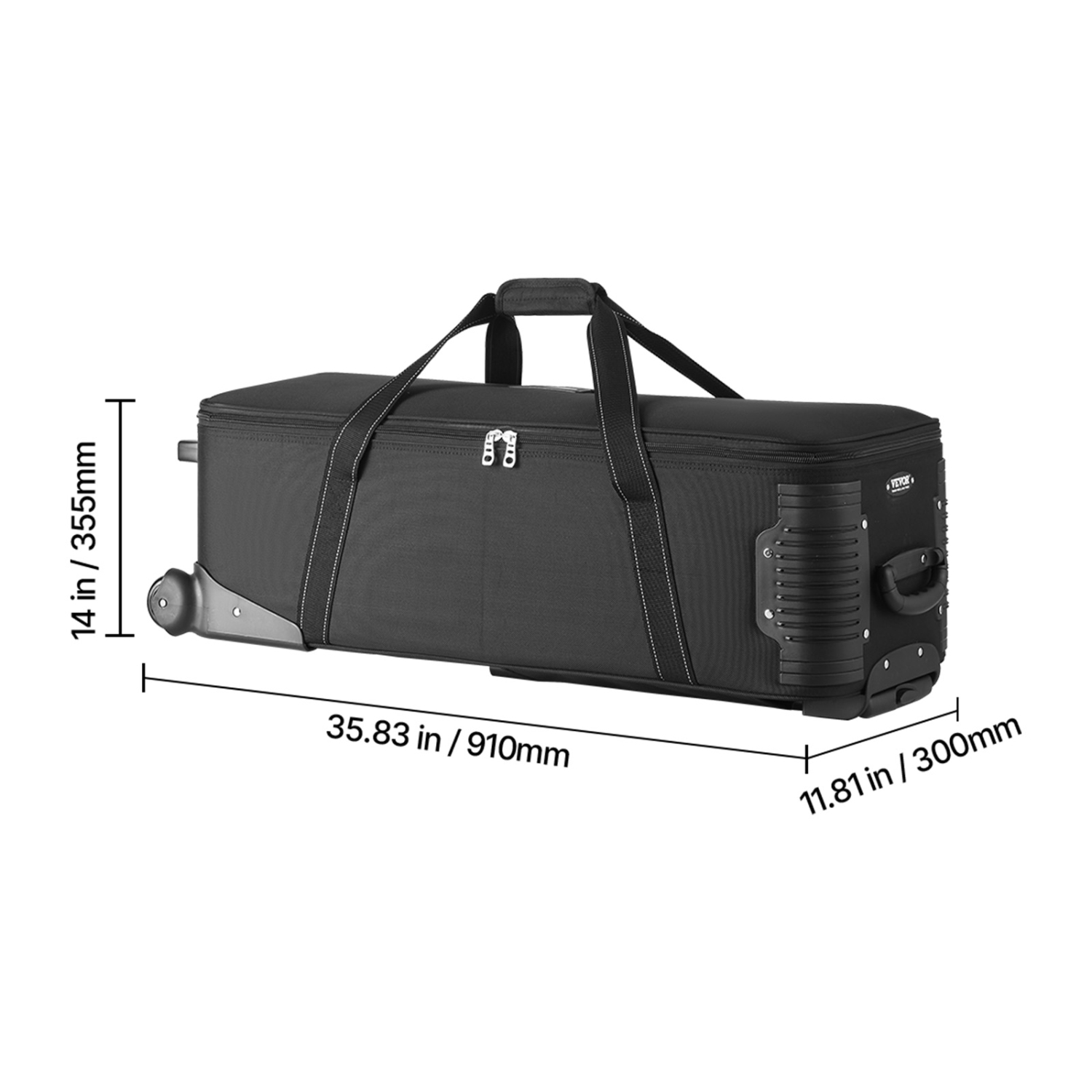 VEVOR 35.83 x 11.81 x 14 in Studio Equipment Trolley Case, Rolling Camera Bag, Carrying Bag with Wheels Straps Padded Compartment Handle, for Light