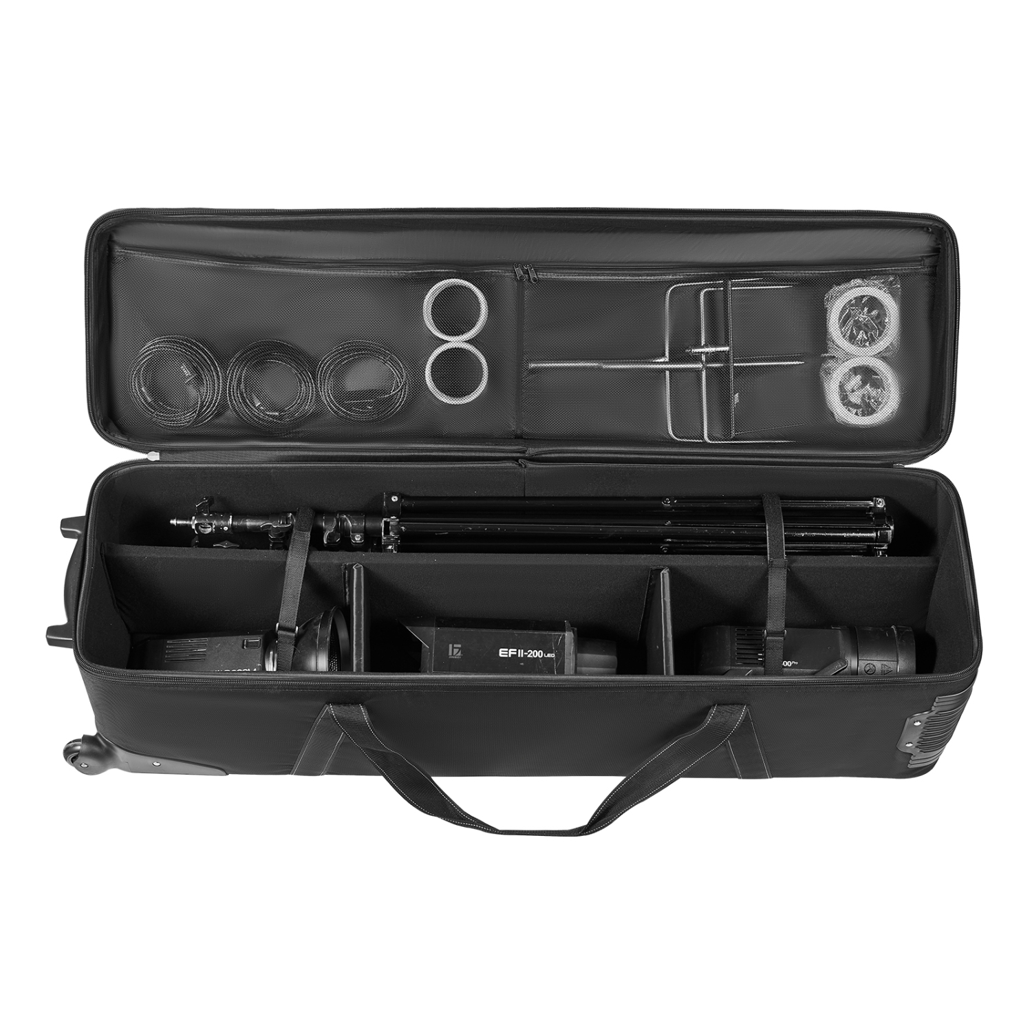 VEVOR 51.57 x 14.37 x 14.96 in Studio Equipment Trolley Case, Rolling Camera Bag, Carrying Bag with Wheels Straps Padded Compartment Handle, for