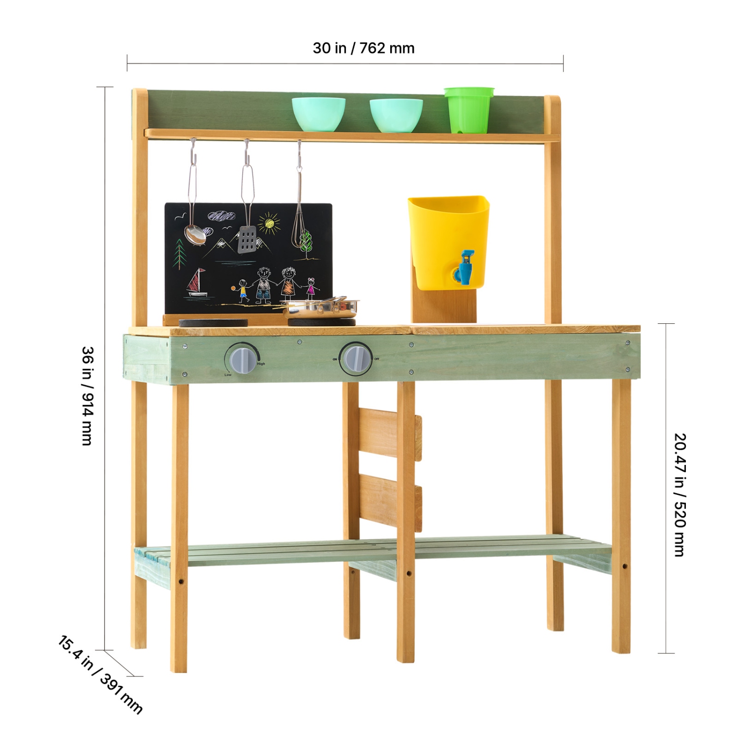 VEVOR Mud Kitchen for Kids, Wooden Toy Play Kitchen Set, Outdoor Toddler Grocery Store Playset, with Planter Box, Stoves, Tank, Faucet, Blackboard,
