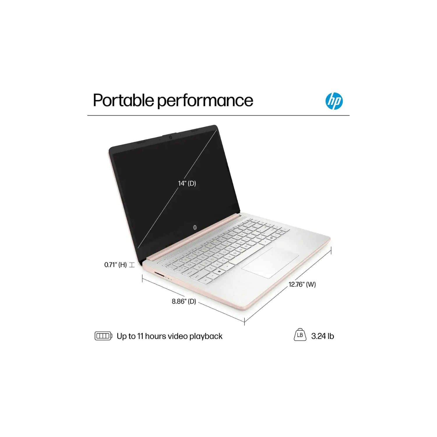 Portable de 14&nbsp;po de HP, processeur N150 d'Intel, 128&nbsp;Go de mémoire 8&nbsp;Go UFS, Copilot de Microsoft, Windows 11 Famille en mode S,