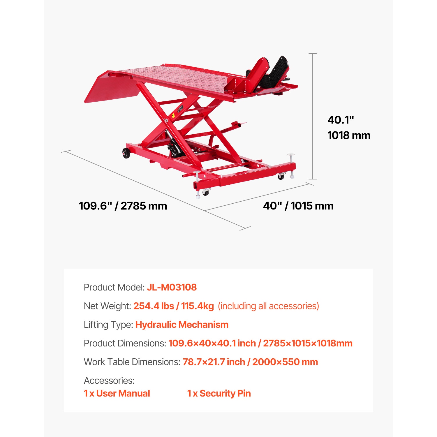 VEVOR 1000lbs Weight Capacity Motorcycle Lift Table, 360° Moving Motorcycle Jack Stand, 8.6-31 in Height Range, Heavy Duty Bike Repair Stand with