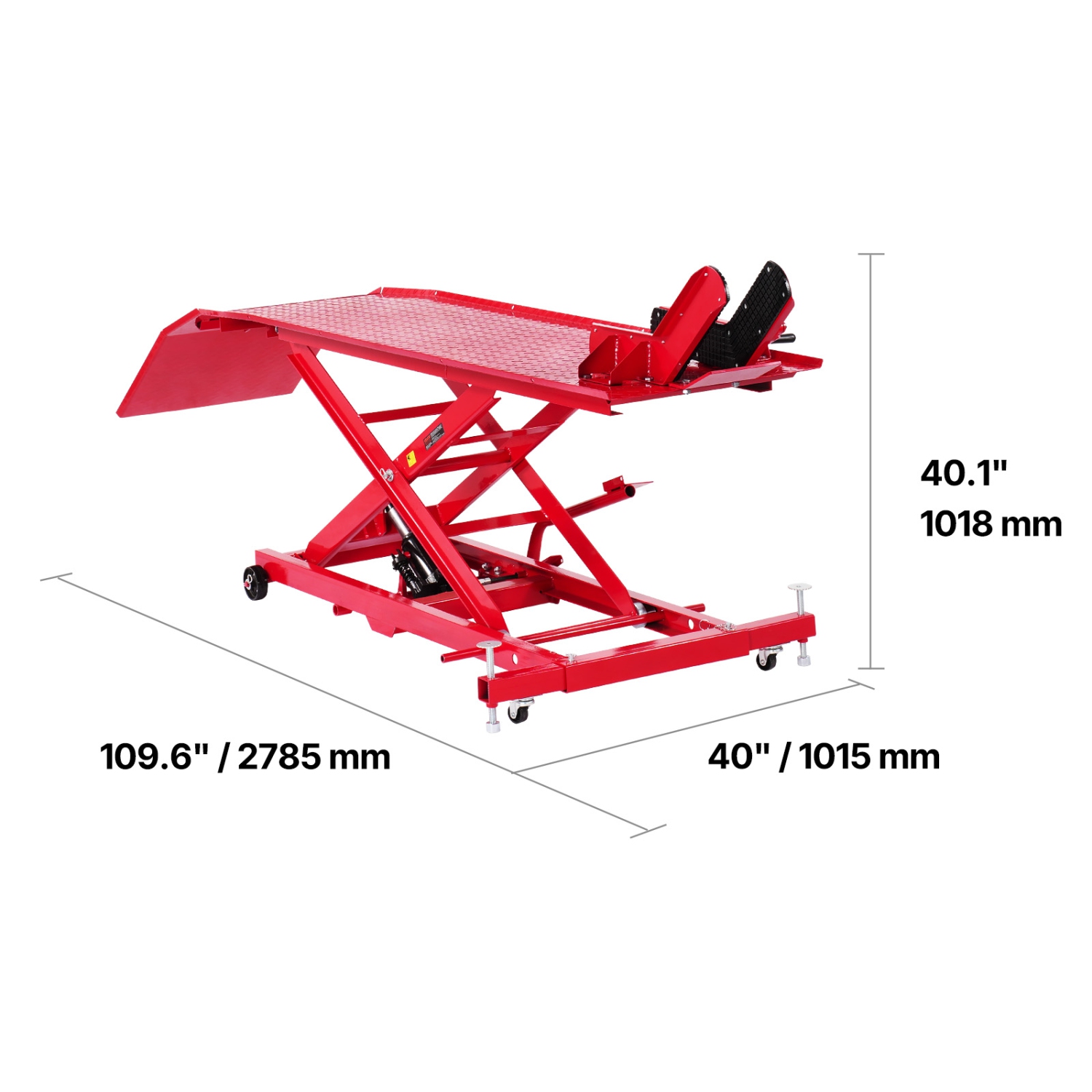 VEVOR 1000lbs Weight Capacity Motorcycle Lift Table, 360° Moving Motorcycle Jack Stand, 8.6-31 in Height Range, Heavy Duty Bike Repair Stand with