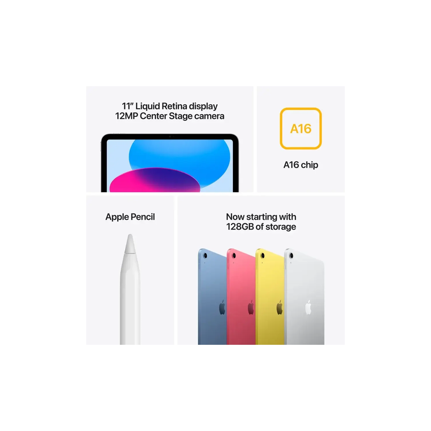 IPad de 11&nbsp;po d'Apple, puce A16, Wi-Fi, stockage 128&nbsp;Go, tablette rapide et puissante pour le travail et le divertissement, bleu