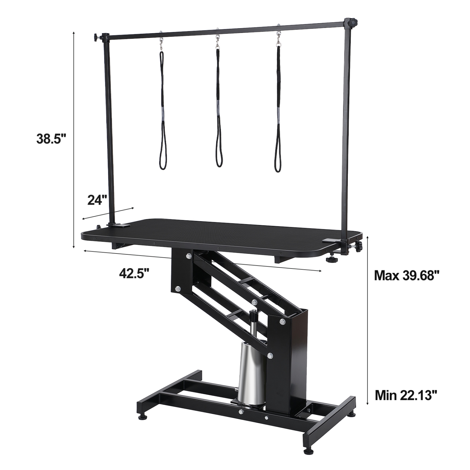 VEVOR 43" Hydraulic Pet Grooming Table, Heavy Duty Dog Grooming Arm for Medium/Small Dogs, Height Adjustable, Anti Slip Tabletop /Dog Grooming