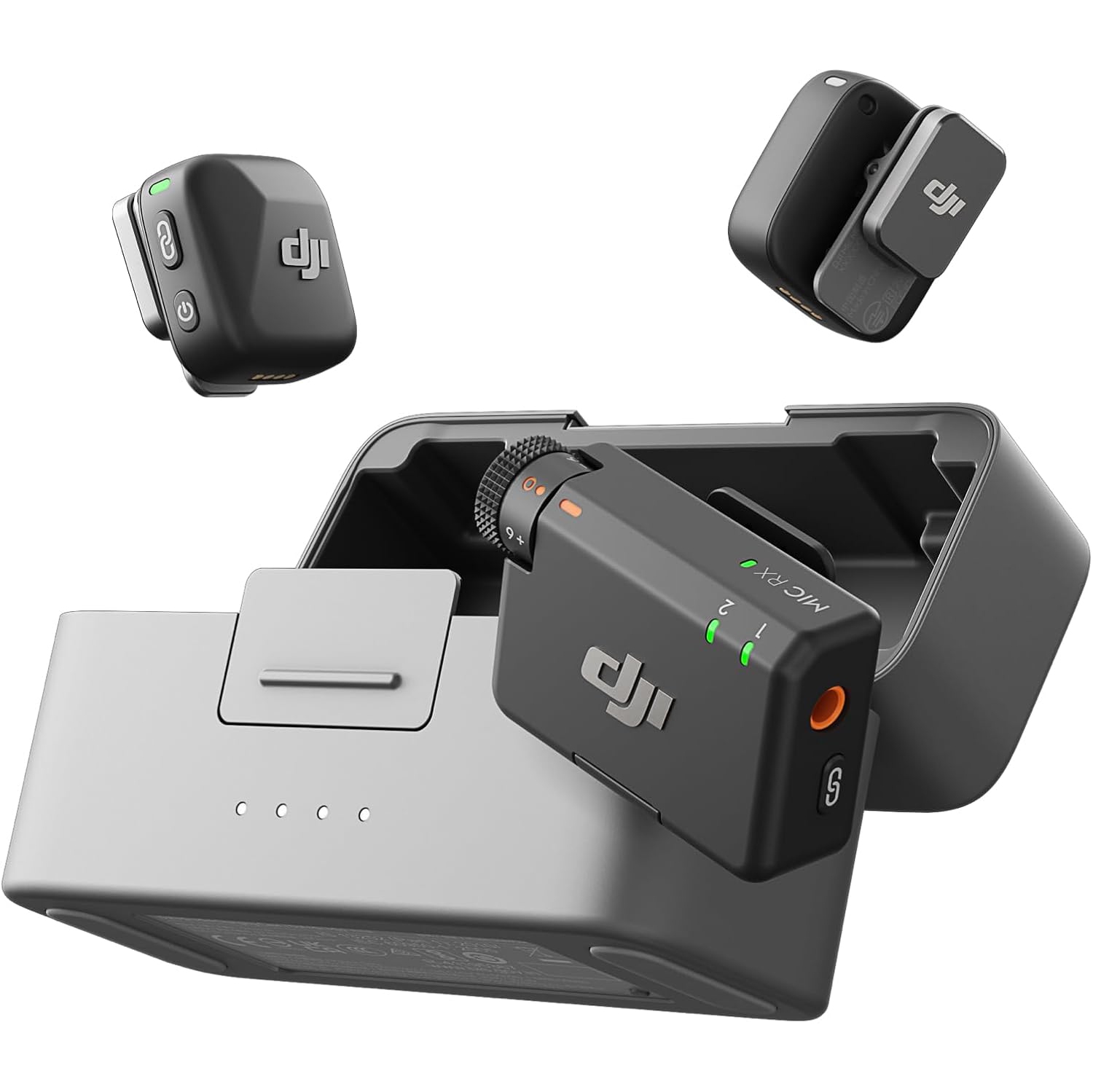 DJI Mic Mini (2 TX + 1 RX + Charging Case), Wireless Microphone for iPhone/Camera/Android, Ultralight, Detail-Rich Audio, Noise Cancelling, Automatic Limiting, Vlog, Streaming