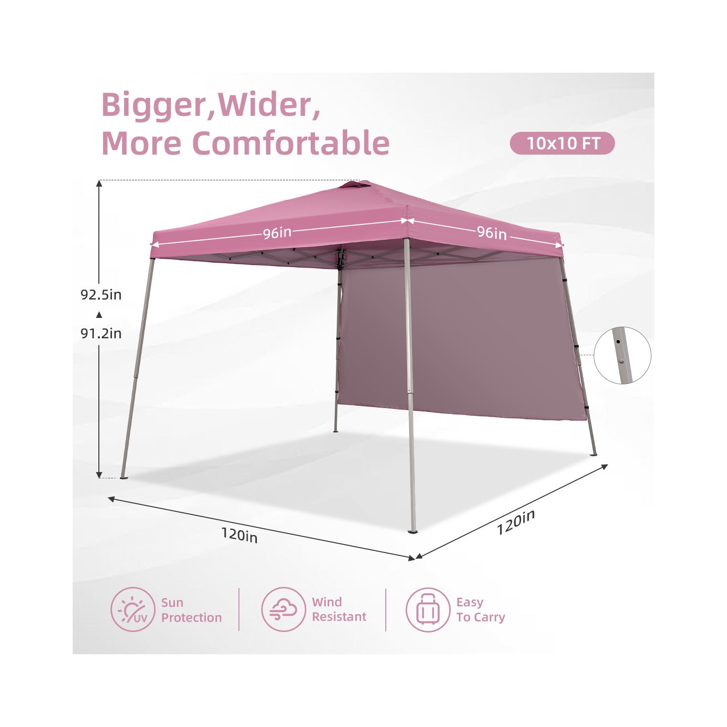 Tente escamotable avec auvent de 10 pi 8 pi d'Ainfox et flanc 1/2