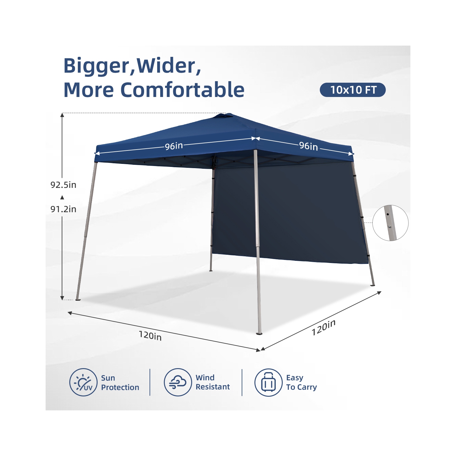 Tente escamotable avec auvent de 10 pi 8&nbsp;pi d'Ainfox et flanc 1/2