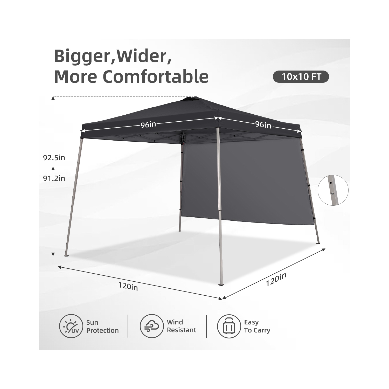 Ainfox 8ftx10ft Pop Up Canopy Tent With 1/2 SideWall