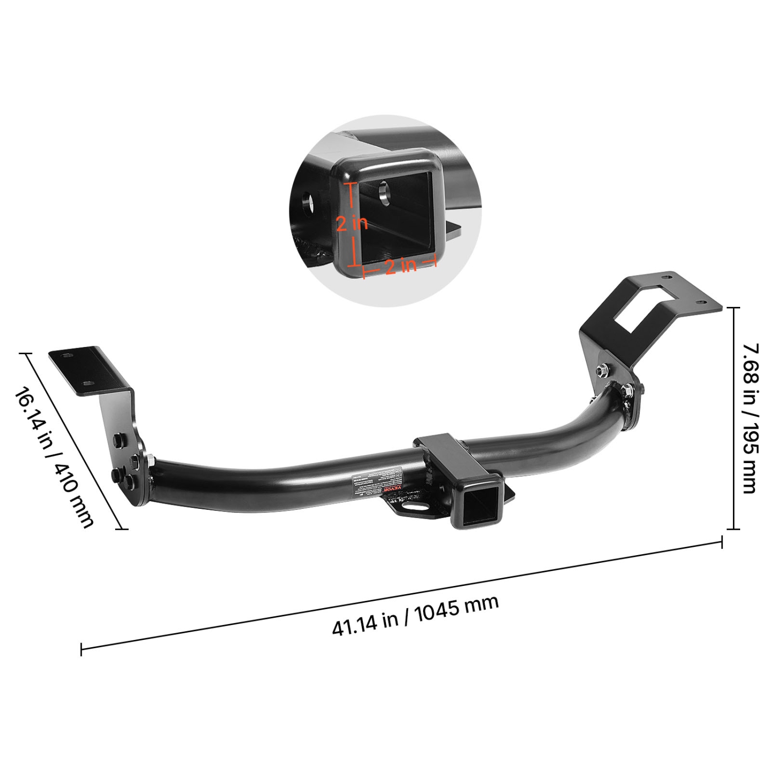 VEVOR 6000 lbs Class 3 Trailer Hitch, 2-Inch Receiver, Q345B Steel Tube Frame, Compatible with 2012-2016 Honda CR-V, Multi-Fit Hitch to Receive Ball