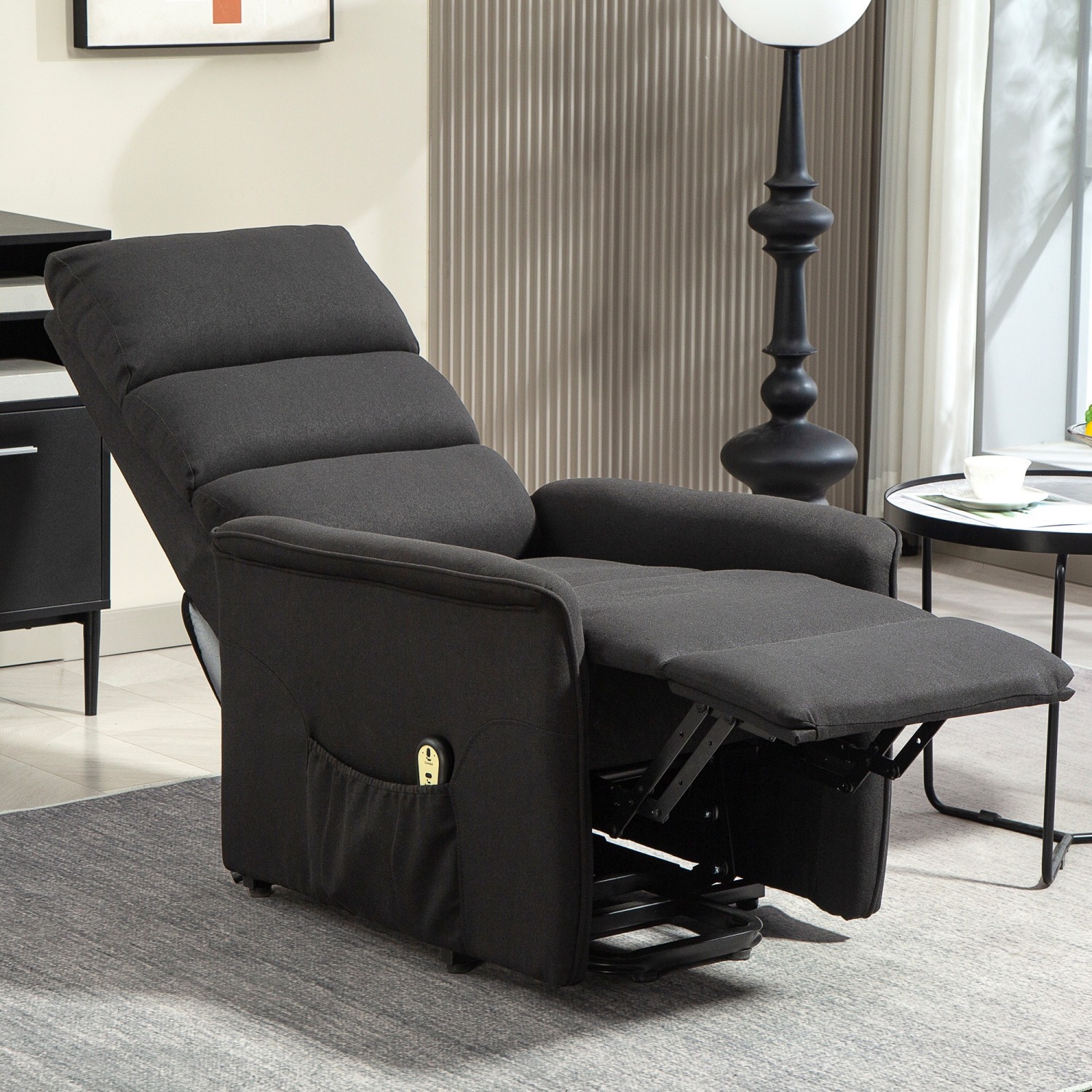 Fauteuil inclinable électrique de HOMCOM, fauteuil électrique pour personnes âgées, canapé inclinable rembourré avec télécommande, pochettes
