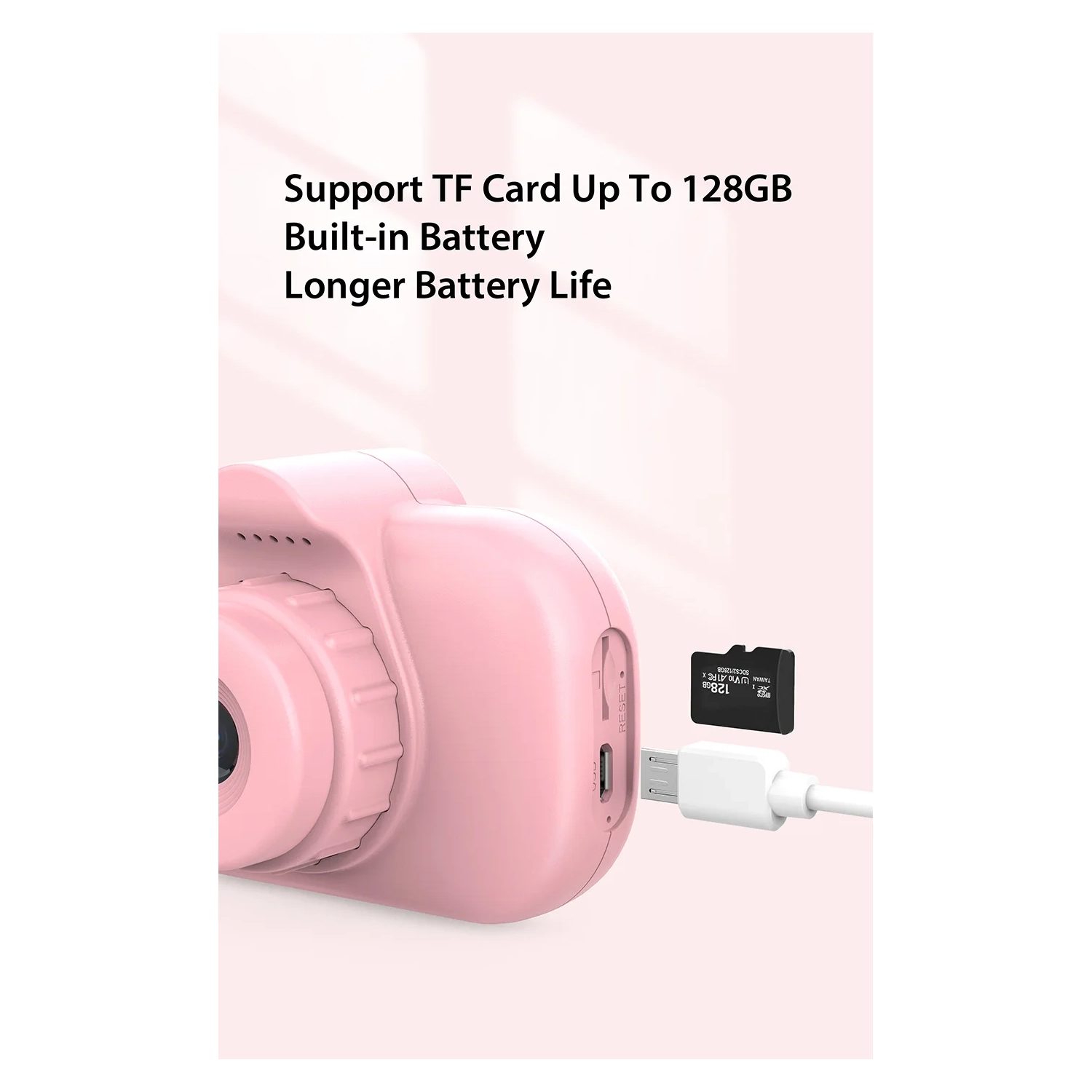 Digital HD Children's Mini Camera Student Home Camera Toy Children's Cartoon Camera 1080P - Pink