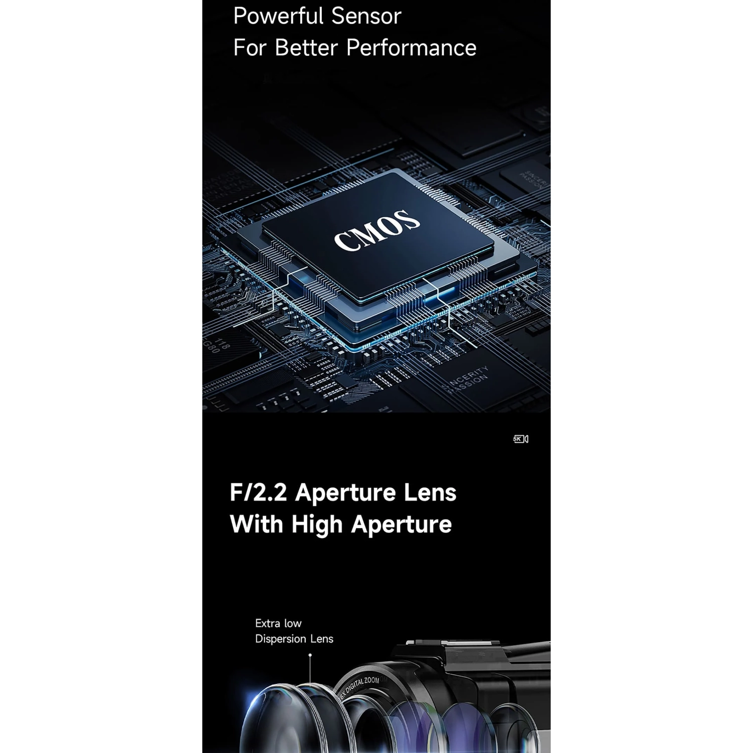 5K HD digital outdoor DV recorder shooting handheld camera home digital video camera 16x zoom, 6-axis anti-shake-270 rotation touch screen-128G