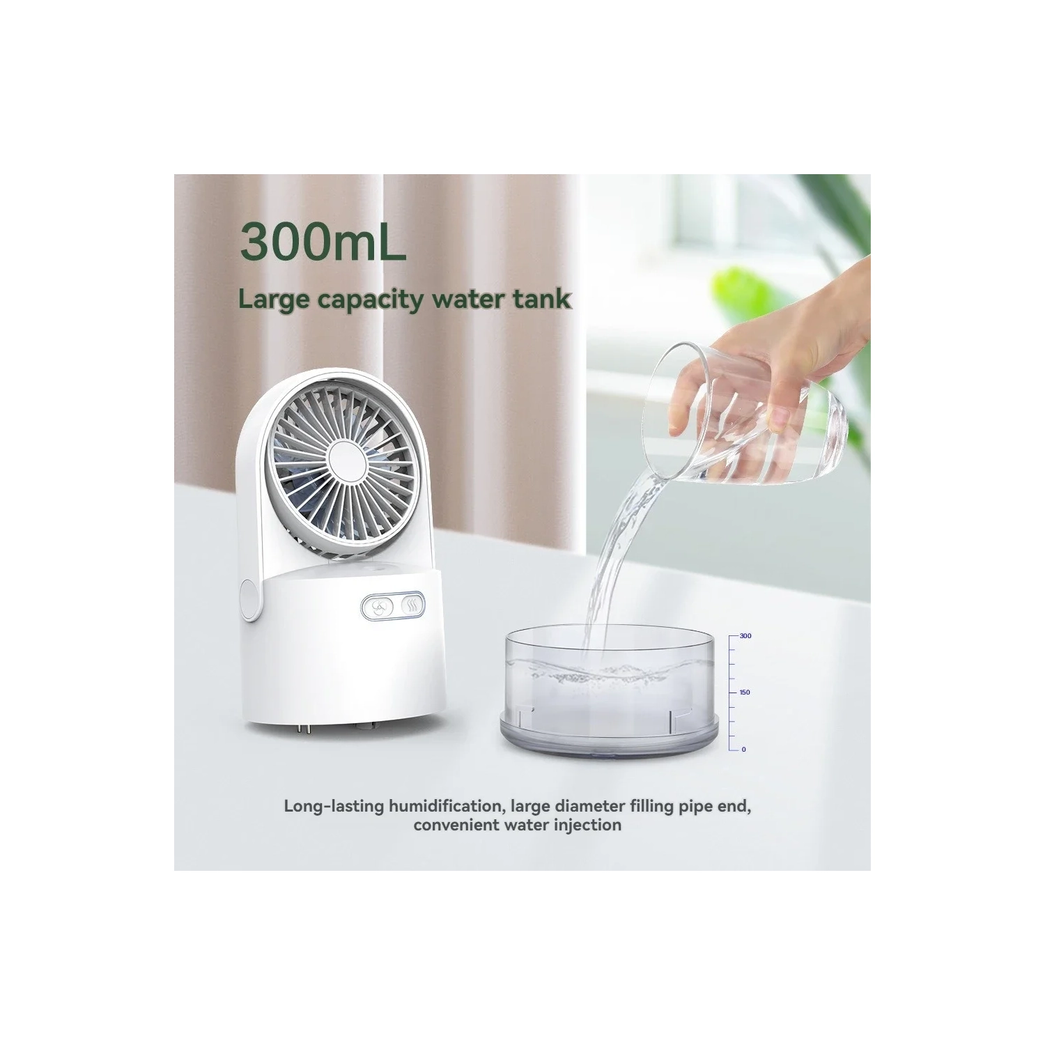 Spray Fan Mini Handheld Humidification Cooling Portable Fan Water Mist USB Charging Small Fan - White