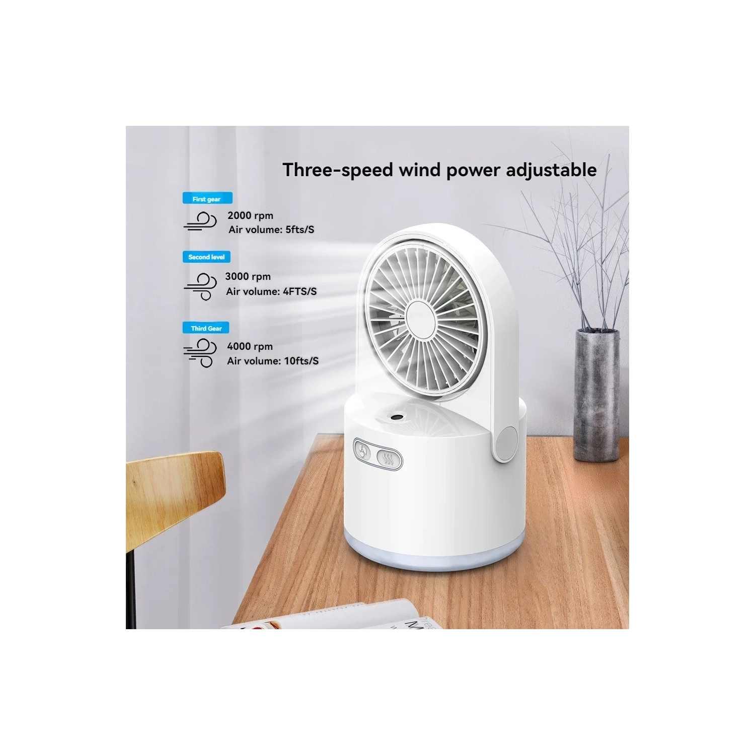 Spray Fan Mini Handheld Humidification Cooling Portable Fan Water Mist USB Charging Small Fan - White