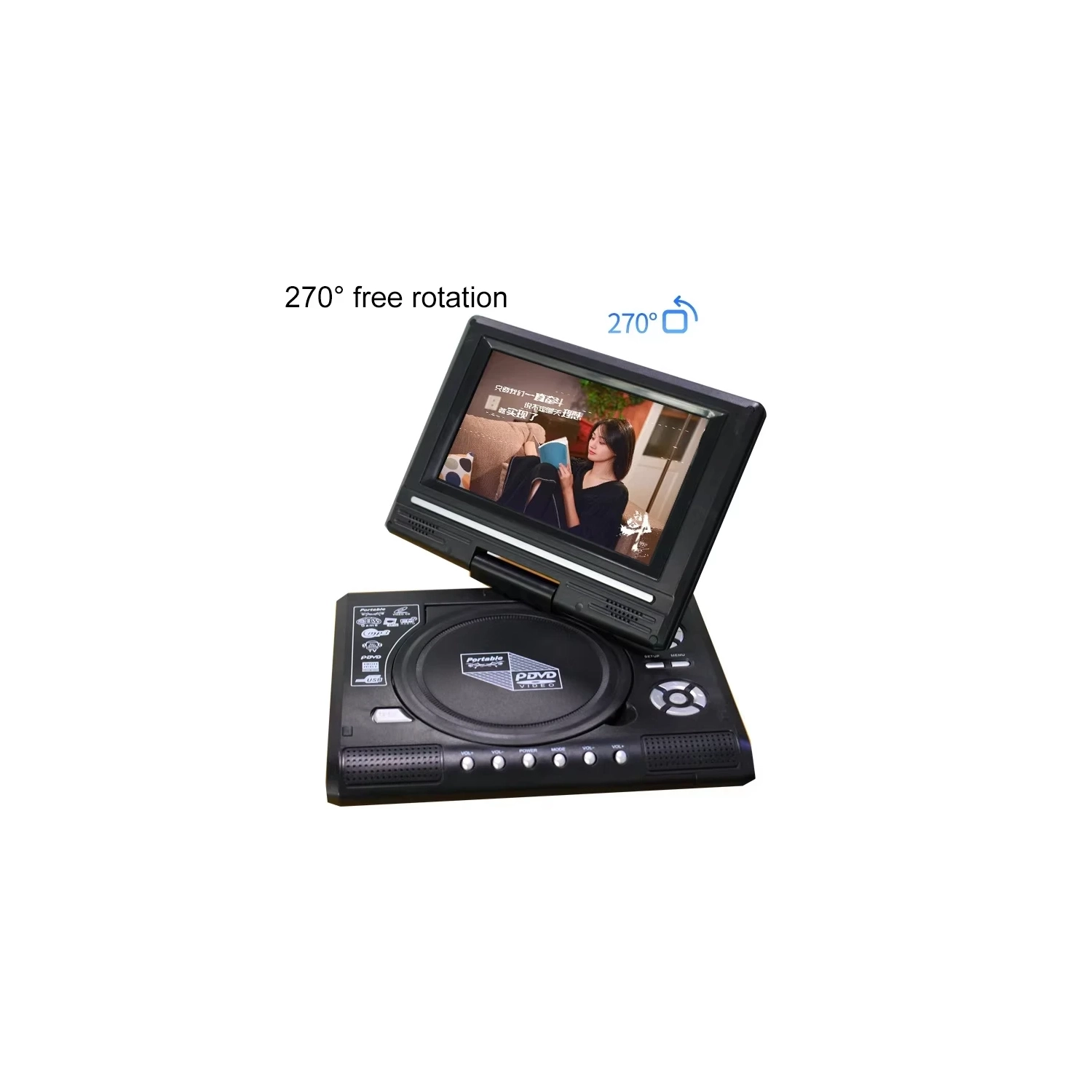 7.8&nbsp;po lecteur DVD mobile haute définition portable EVD petit téléviseur mini lecteur CD avec fonction de jeu vidéo 3D effet son haute
