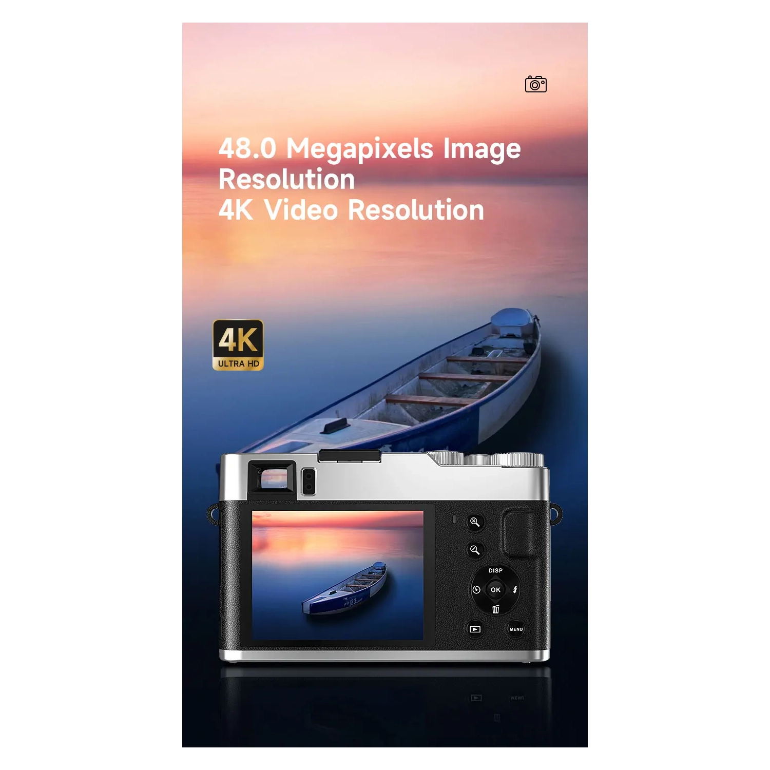 HD video photography digital camera home shooting selfie SLR camera micro single camera, suitable for outdoor travel shooting - black silver 4K