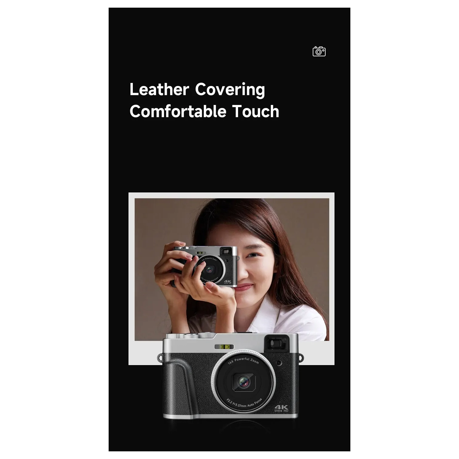 HD video photography digital camera home shooting selfie SLR camera micro single camera, suitable for outdoor travel shooting - black silver 4K