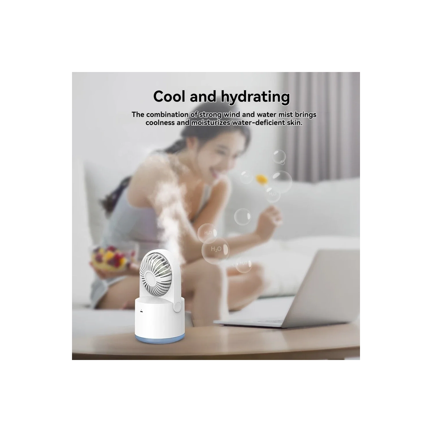 Spray Fan Mini Handheld Humidification Cooling Portable Fan Water Mist USB Charging Small Fan - Black