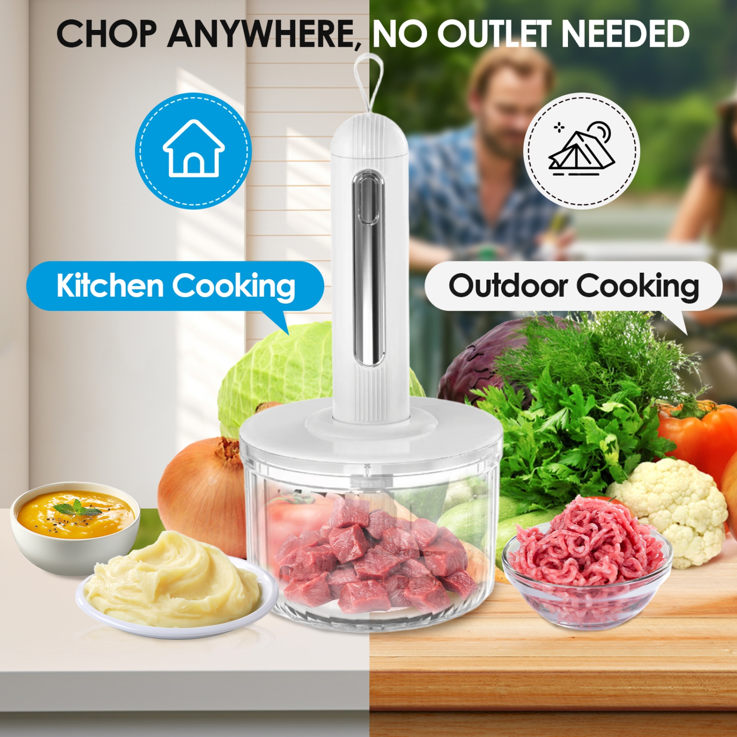 Multifunctional Blender, Rechargeable Cordless Blender for Blending Minced Meat, Garlic, Peppers, etc.