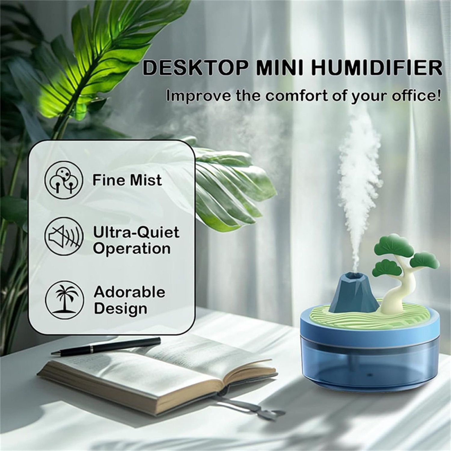 Humidificateur Cartoon de baignoire, petit appareil d'aromathérapie portatif pour la maison avec lumière d'ambiance à 7 couleurs, chargement USB,
