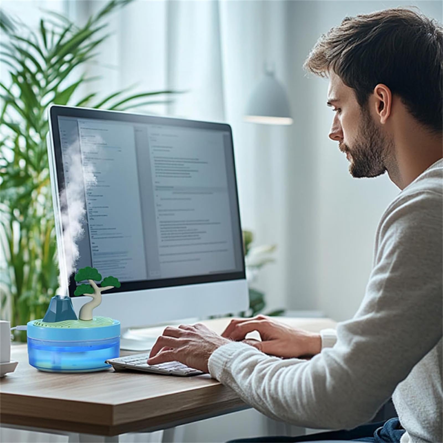 Humidificateur Cartoon de baignoire, petit appareil d'aromathérapie portatif pour la maison avec lumière d'ambiance à 7 couleurs, chargement USB,