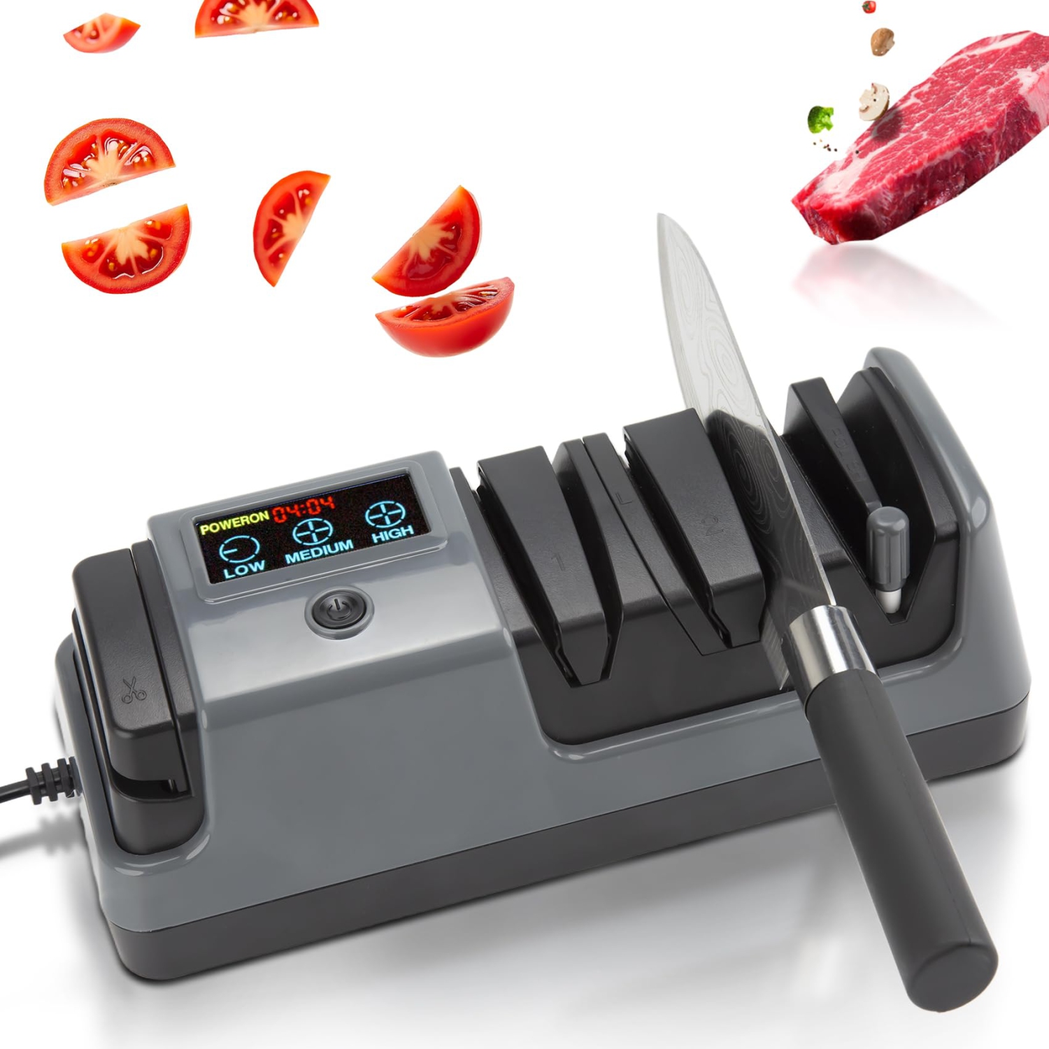 Electric Knife Sharpener, Multi-Function Knife Sharpener with Smart Digital Display for Chef Knife, Scissors, Kitchen Knife