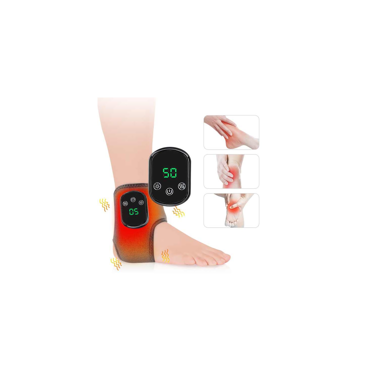 Electric Heating Vibration Massager Heating Therapy Hot Compress Wireless Controller Hot Compress USB Charging Vibration With Heating - Ankle Massager