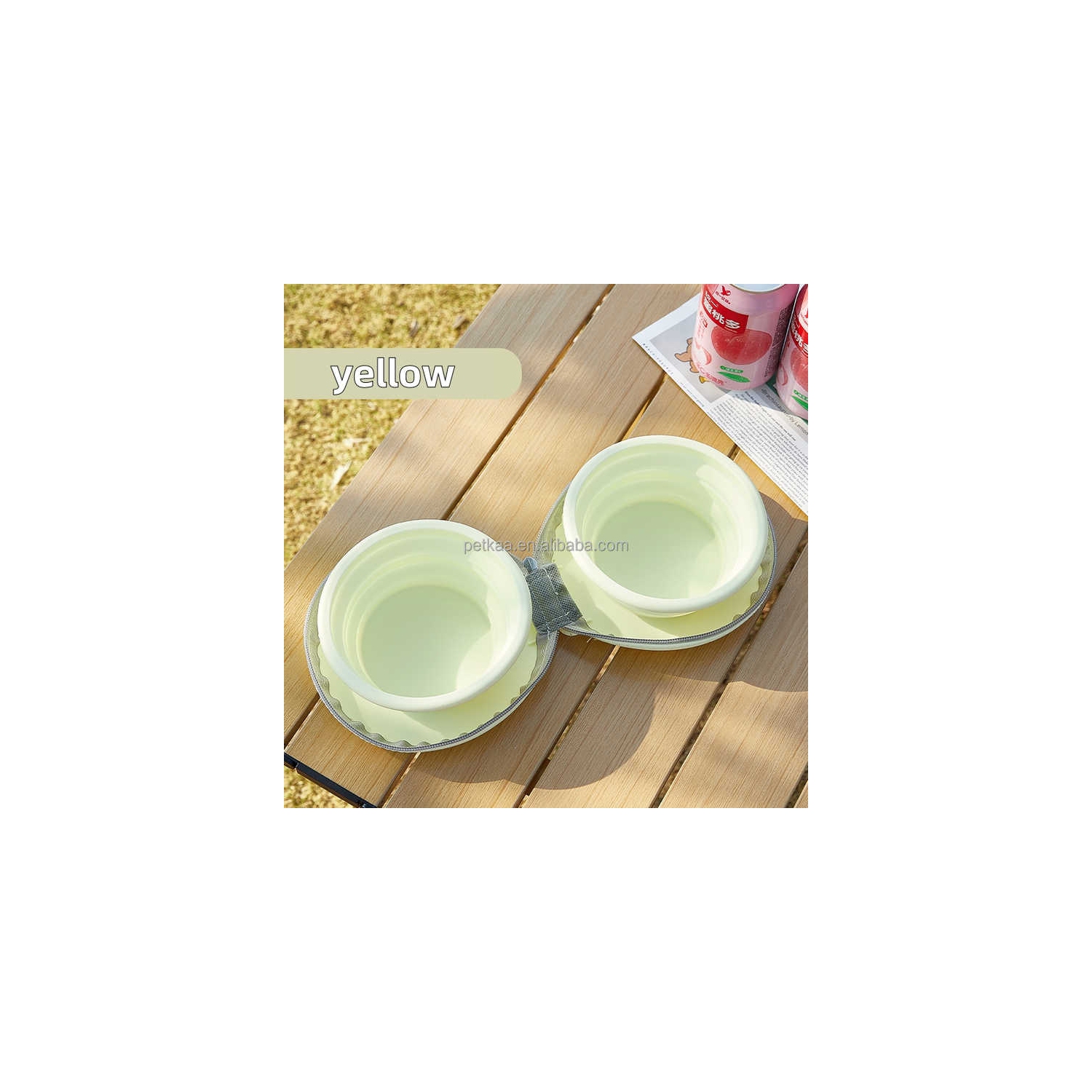 Bol repliable pour chat et chien, distributeur d'eau portatif de voyage double 2 en 1 pour animaux, idéal pour les voyages, le camping, la randonnée