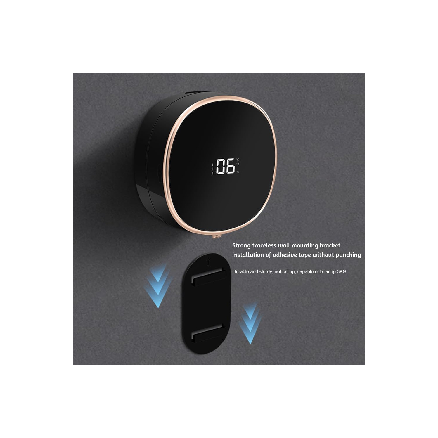 Automatic soap dispenser, wall mounted, USB charging, LED display, sensor, hand soap dispenser, 3-level adjustable sensor, touchless foam dispenser,