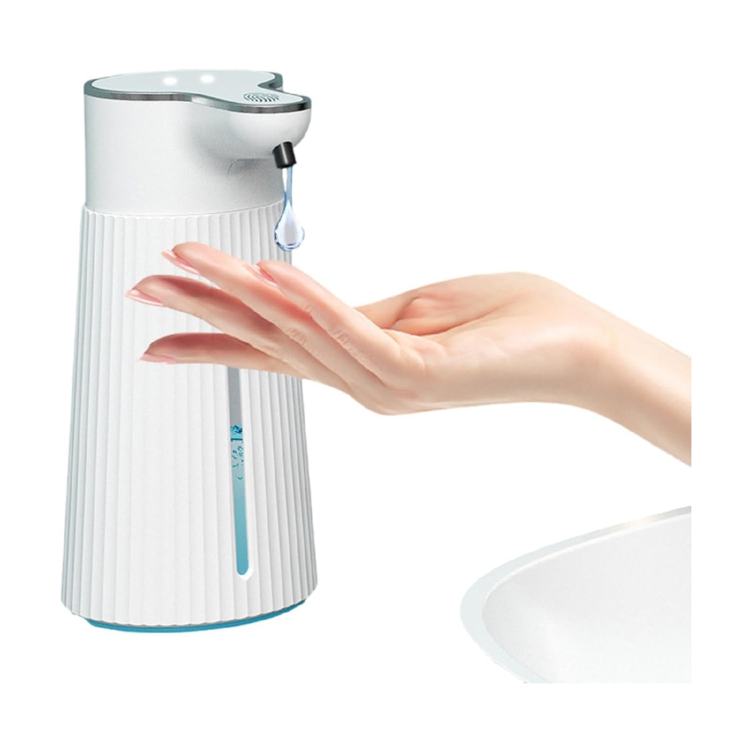 Distributeur de savon automatique, distributeur de savon ABS sans contact, 400&nbsp;ml, avec capteur de mouvement infrarouge et base étanche,