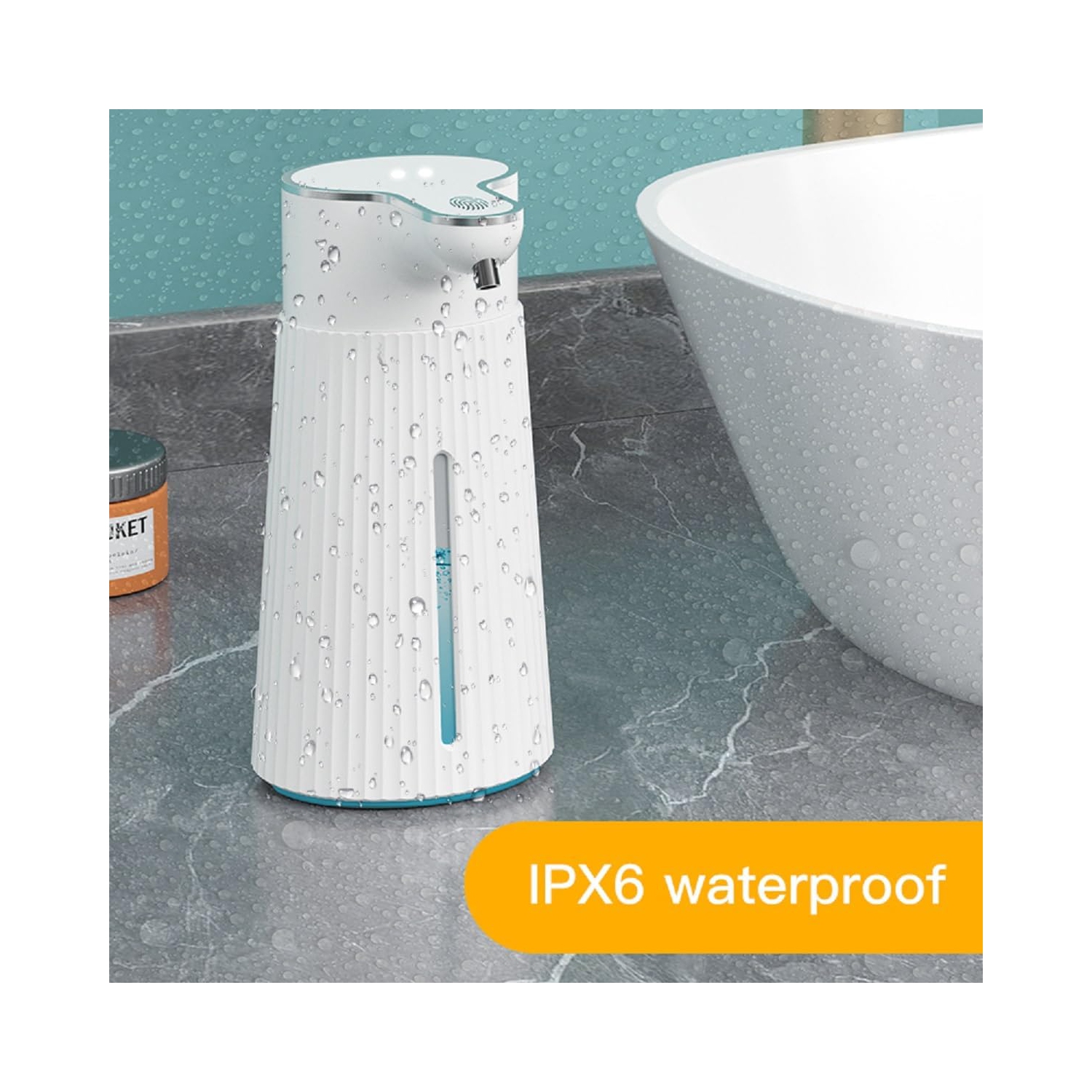 Distributeur de savon automatique, distributeur de savon ABS sans contact, 400 ml, avec capteur de mouvement infrarouge et base étanche,