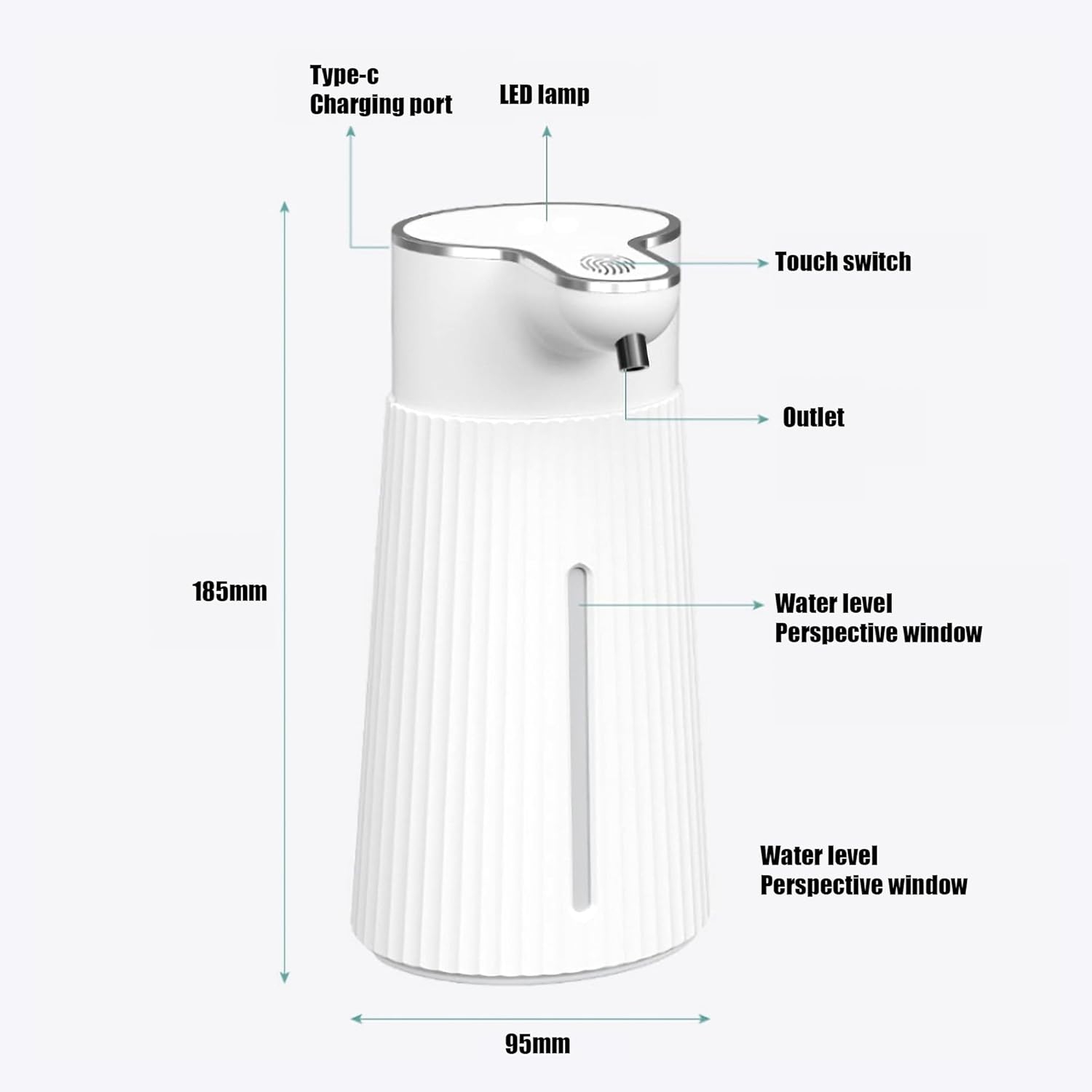 Distributeur de savon automatique, distributeur de savon ABS sans contact, 400 ml, avec capteur de mouvement infrarouge et base étanche,