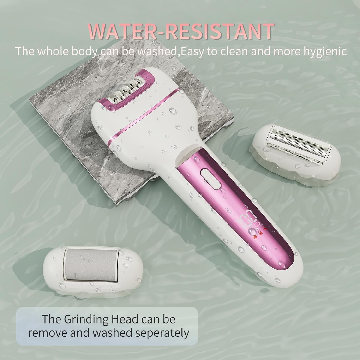 Épilateur 3-en-1 pour femmes, appareil d'épilation pour le corps, tondeuse électrique rechargeable étanche sans fil, rasoir et nettoyant Callus pour