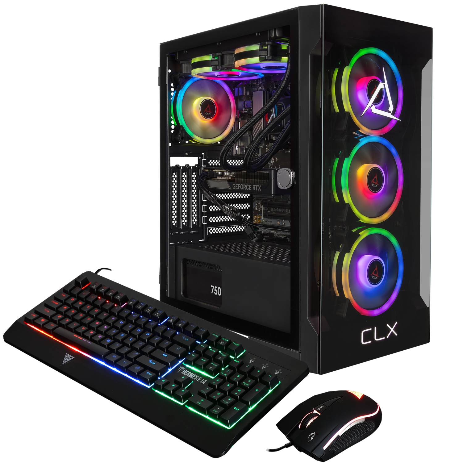 CLX SET Gaming Desktop - Liquid Cooled AMD Ryzen 7 9700X 3.8GHz 8-Core Processor, 32GB DDR5 Memory, RTX 5060 Ti 16GB GDDR7 Graphics, 2TB SSD, WiFi,