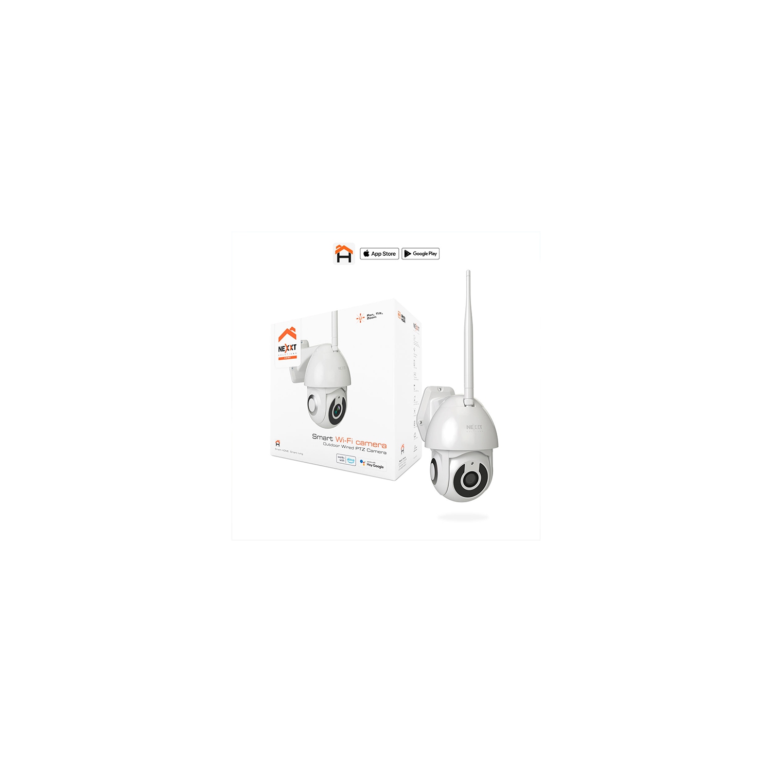 Nexxt Smart Home Outdoor Camera 2K PTZ 2 Way - White