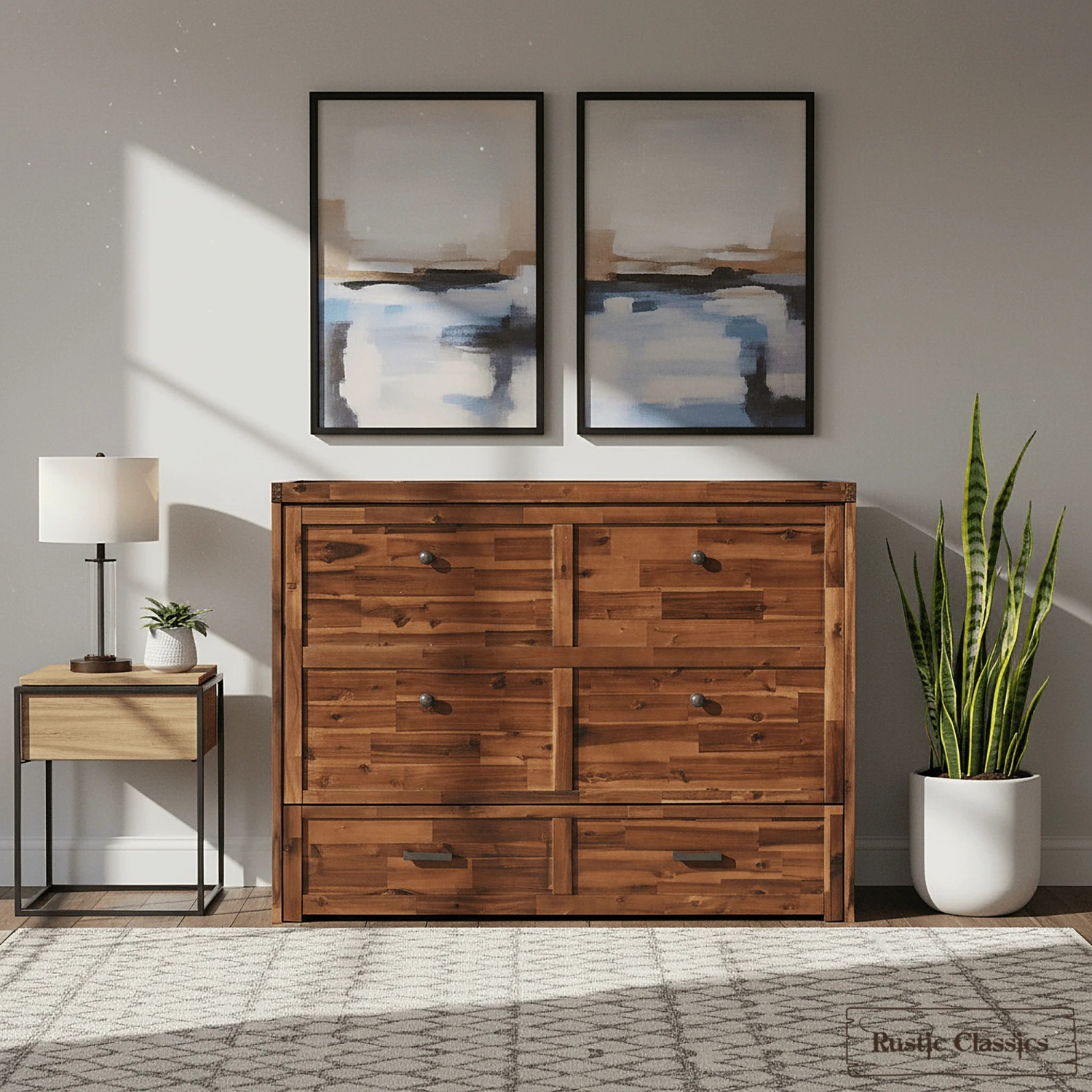 Rustic Classics Stow Full Size Murphy Bed Cabinet with Gel Memory Foam Mattress