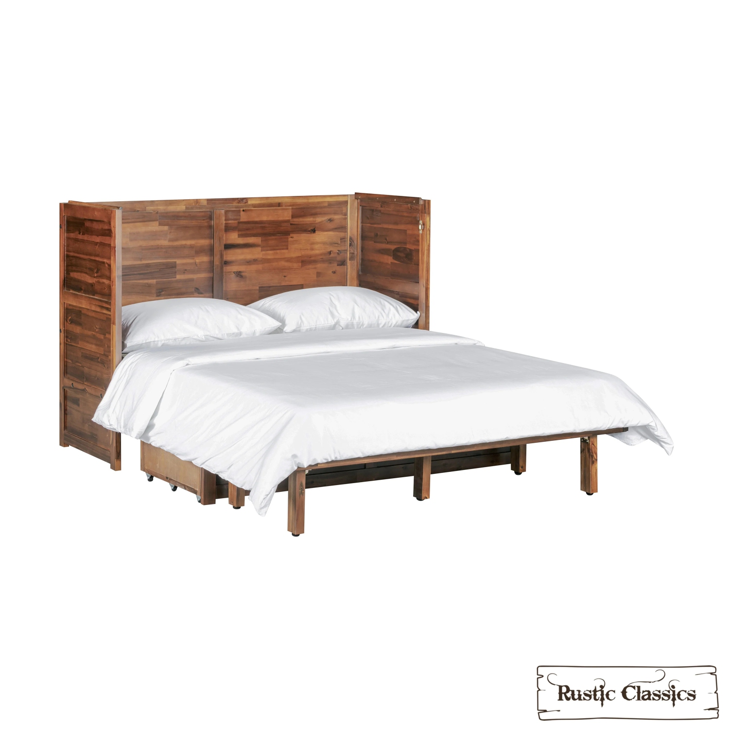 Rustic Classics Stow Full Size Murphy Bed Cabinet with Gel Memory Foam Mattress