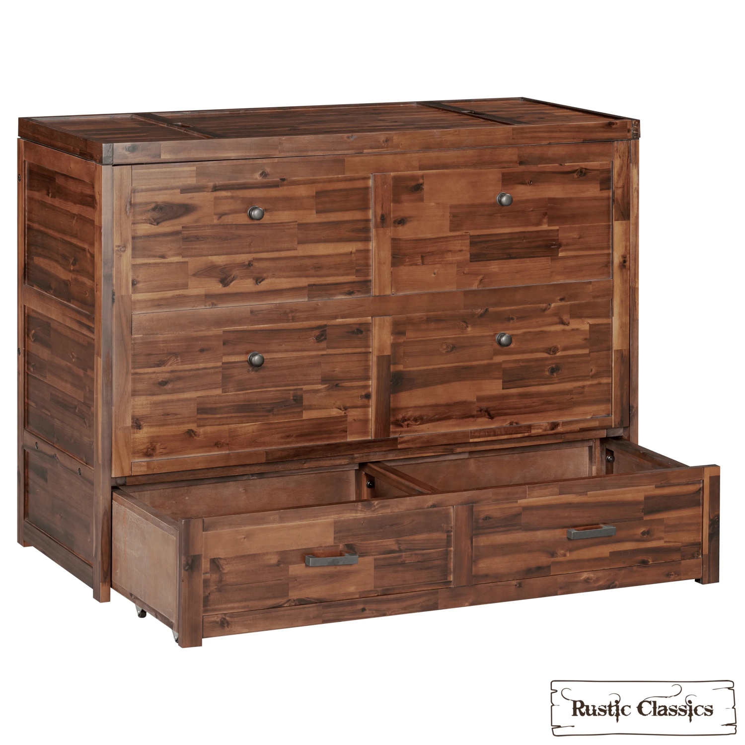 Rustic Classics Stow Full Size Murphy Bed Cabinet with Gel Memory Foam Mattress