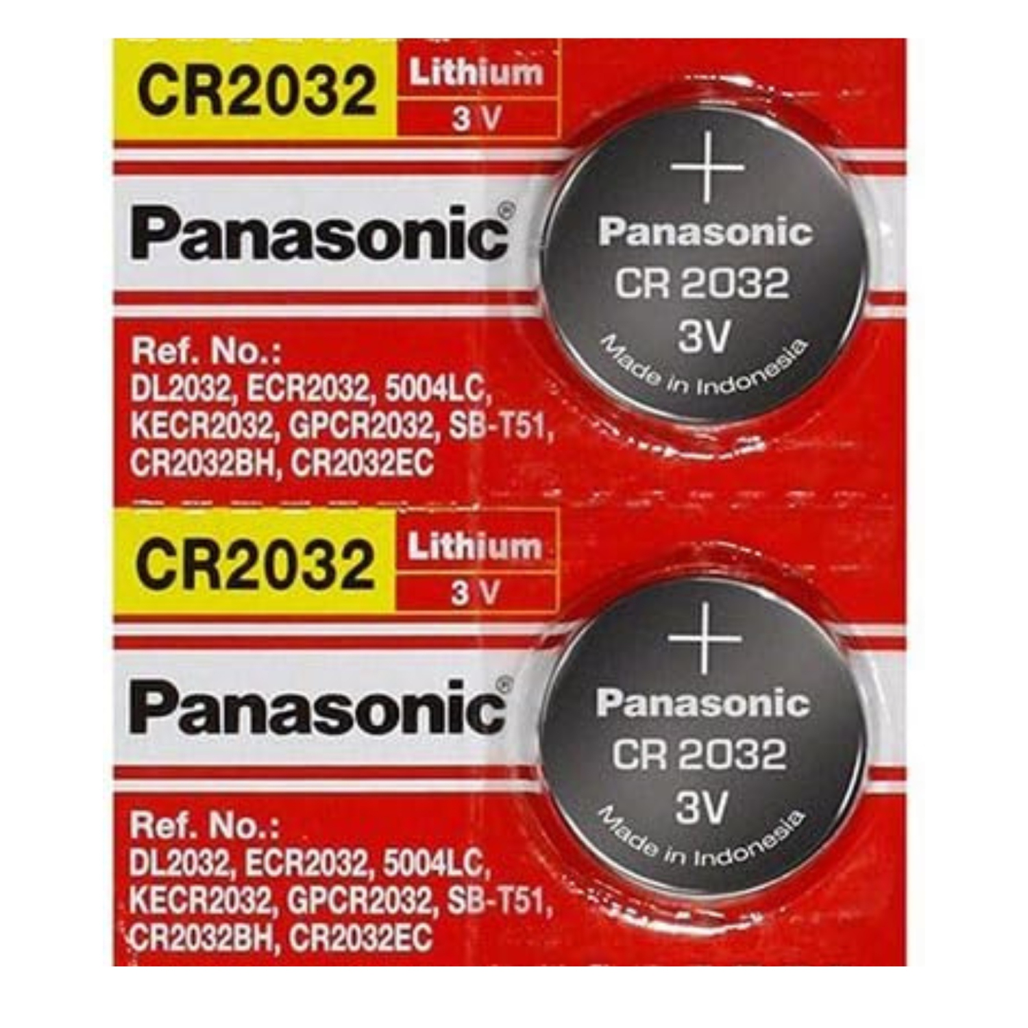 2 piles 2032 de Panasonic, lithium CR2032 de 3&nbsp;V
