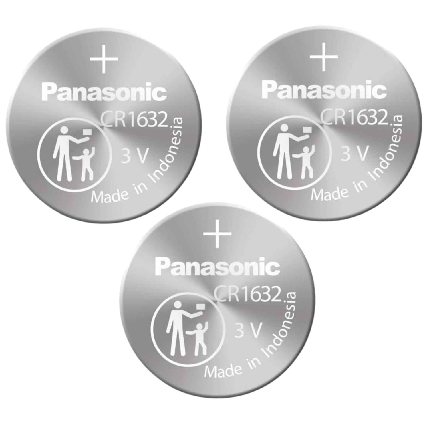 3 x Panasonic 1632 Batteries, 3V Lithium CR1632