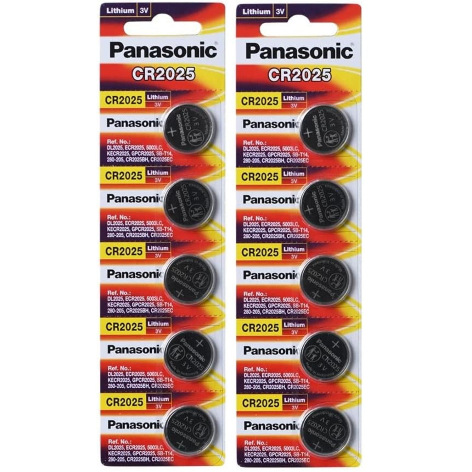 10 piles 2025 de Panasonic, lithium CR2025 de 3&nbsp;V