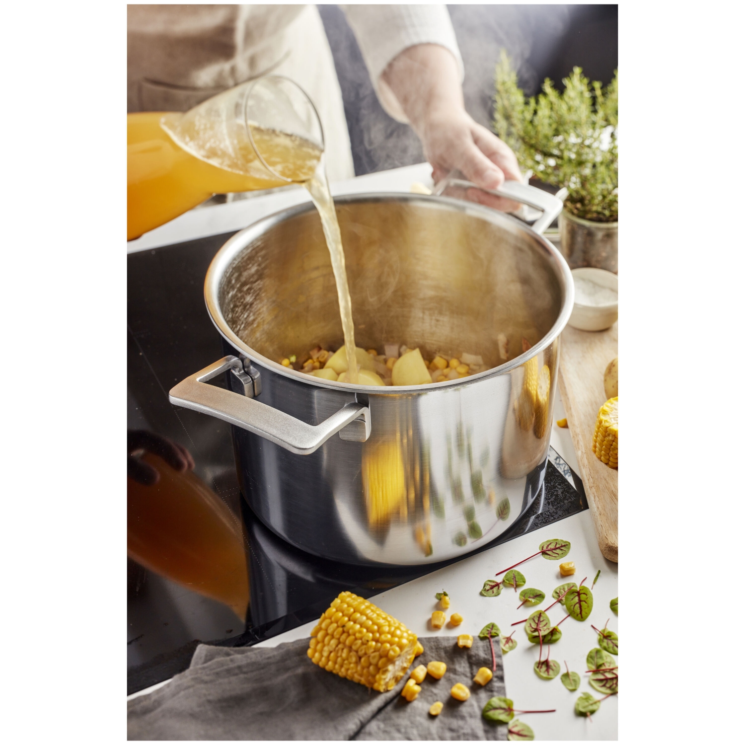 DEMEYERE Industry 5 8 L 18/10 Stainless Steel Stock Pot With Lid