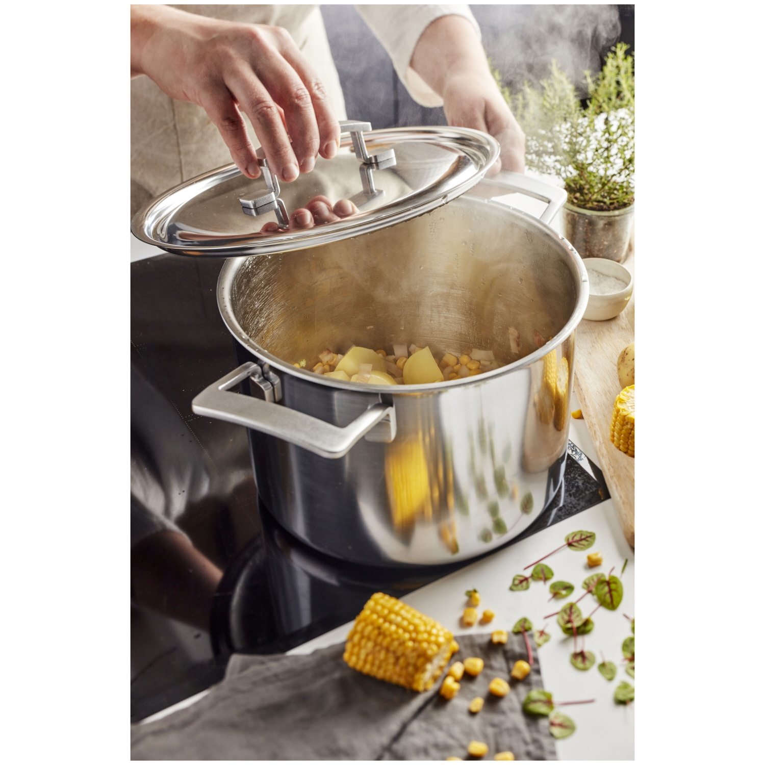 DEMEYERE Industry 5 8 L 18/10 Stainless Steel Stock Pot With Lid
